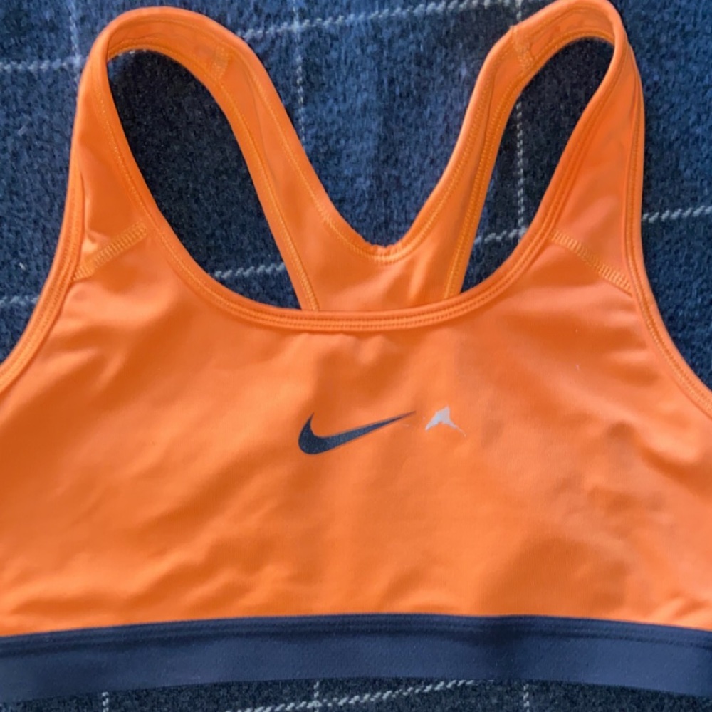 Neon orange Nike Dri-Fit sports bra